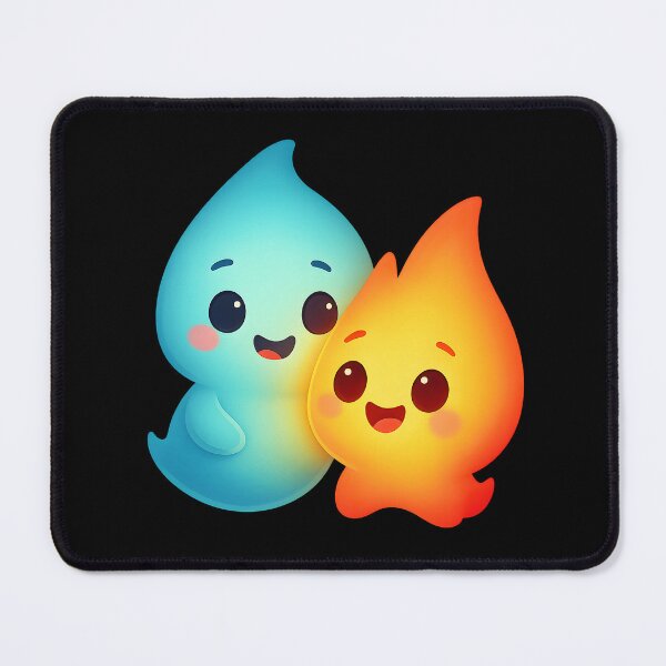 Item preview, Blue & Fire Spirits – Cute Elemental Duo Character Design designed and sold by VickeeOfficial.