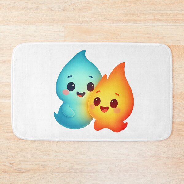 Item preview, Blue & Fire Spirits – Cute Elemental Duo Character Design designed and sold by VickeeOfficial.