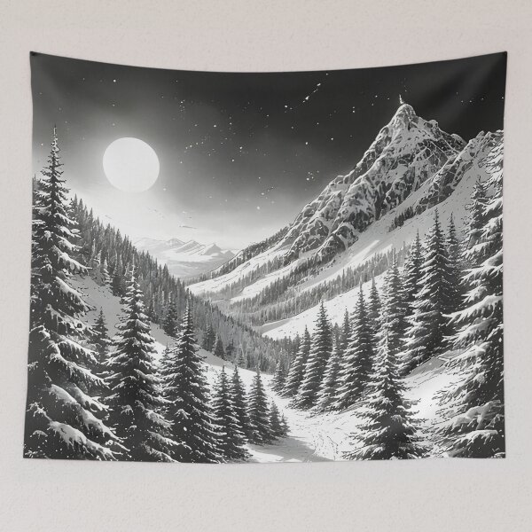 Item preview, Snow-covered mountain landscape panorama in moonlight designed and sold by Mianku | Für das Leben.