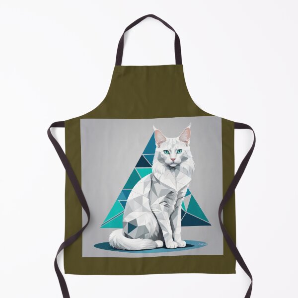 Item preview, Geometric Angora Cat - Feline Elegance in Blue and White designed and sold by VIRALOOP.