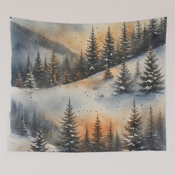 Item preview, Sunset over a winter landscape with snow-covered trees designed and sold by Mianku | Für das Leben.