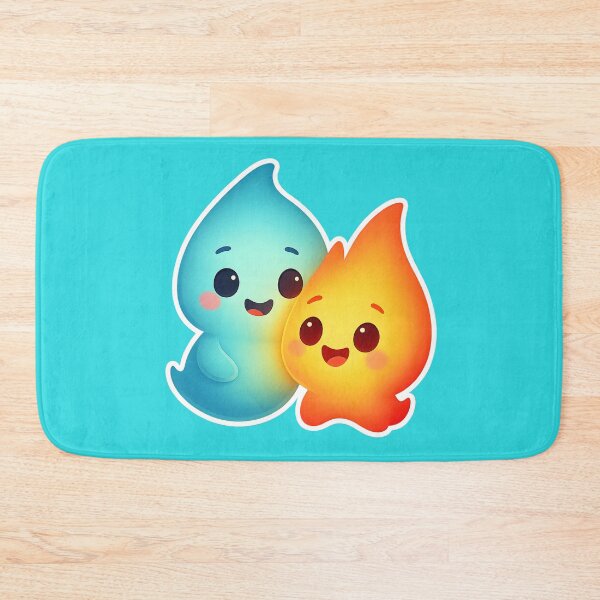 Item preview, Blue & Fire Spirits – Kawaii Elemental Duo Sticker Outline Version designed and sold by VickeeOfficial.