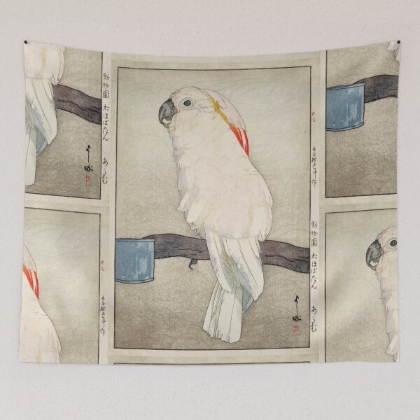 Item preview, Obatan Parrot by Yoshida Hiroshi : Vintage Shin Hanga Japanese Poster designed and sold by artofuniverse.