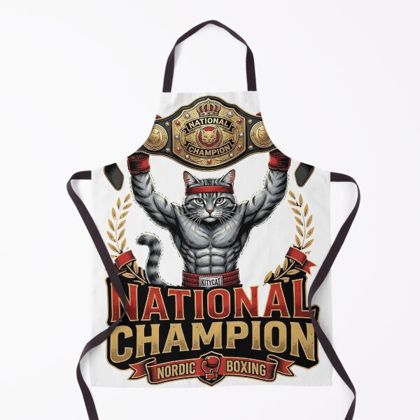 Item preview, National Champion Cat: Boxing Gym Warrior Fitness Motivation designed and sold by Standing Wave Studio.