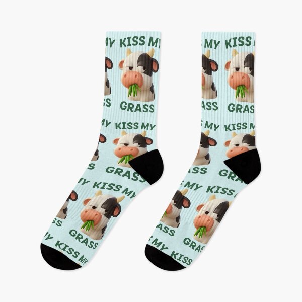 Item preview, Funny Cow Pun - Kiss My Grass Cartoon Design designed and sold by Witsprings.