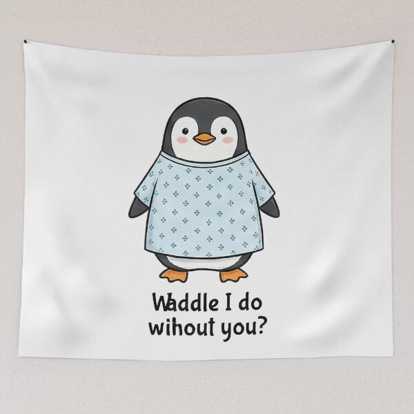 Item preview, Cute Penguin Waddle Pun Get Well Soon designed and sold by k3rstman1.