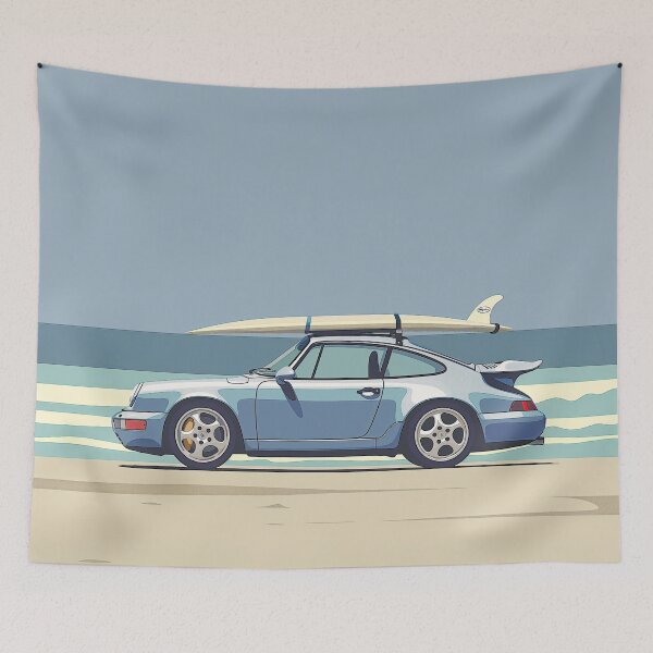 Item preview, Vintage 911 993 Turbo sports car surfing at the beach designed and sold by blackdogshop.