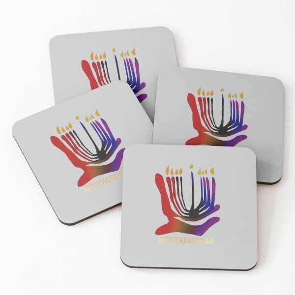 Item preview, Menorah Happy Hanukkah with text Happy Hanukkah 122324 designed and sold by mandalafractal.