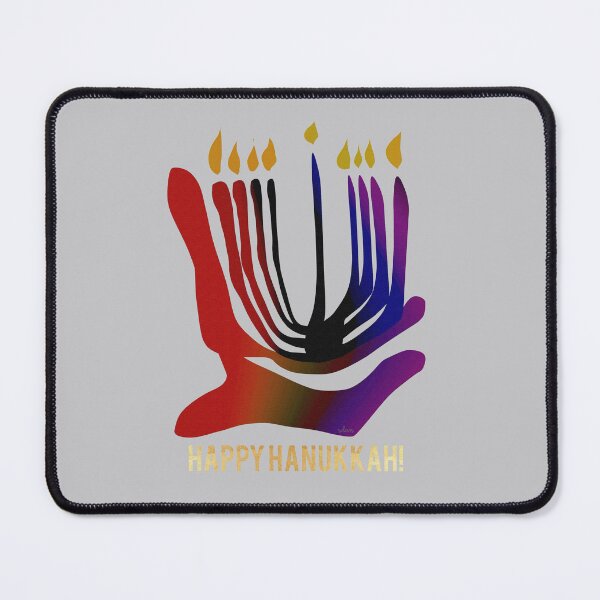 Item preview, Menorah Happy Hanukkah with text Happy Hanukkah 122324 designed and sold by mandalafractal.