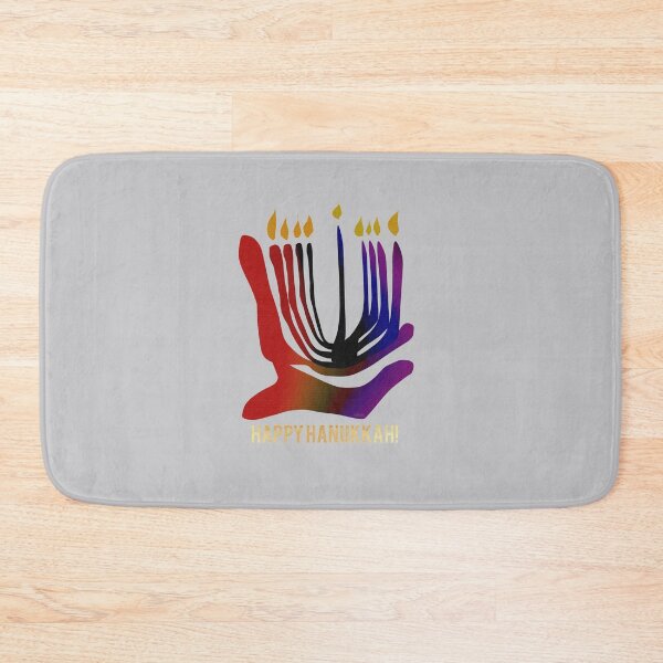 Item preview, Menorah Happy Hanukkah with text Happy Hanukkah 122324 designed and sold by mandalafractal.