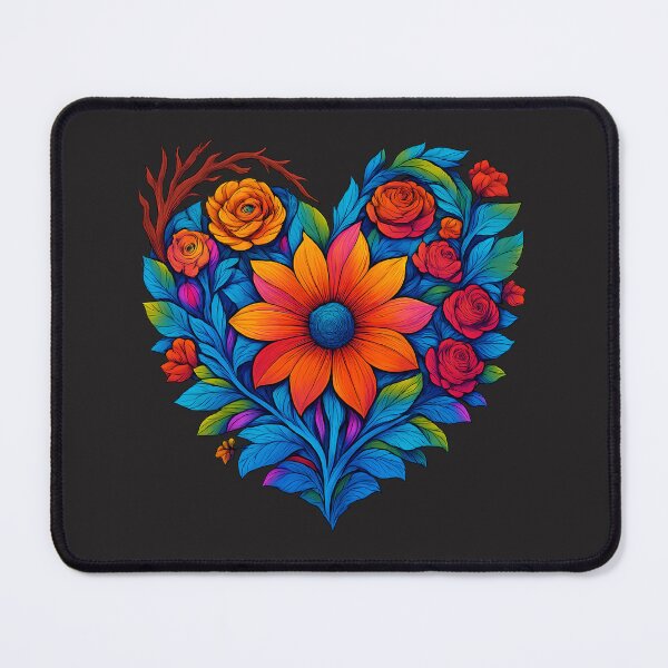 Artikelvorschau, Florales Herz aus leuchtenden Farben entworfen und verkauft von Les-Ink-Studio.