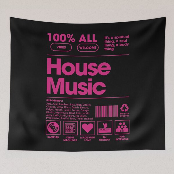 Item preview, House Music - 100% Vibes, All Welcome - DJ Culture Typography Design designed and sold by TipTop GFX.