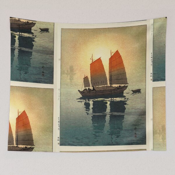 Item preview, Sailing Boat Morning Style 3 by Yoshida Hiroshi : Tranquil Seascape Japanese Poster designed and sold by artofuniverse.