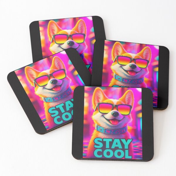 Item preview, Stay Cool Corgi – Cute Dog with Sunglasses Retro Vaporwave Art designed and sold by ArtVoyageShop.