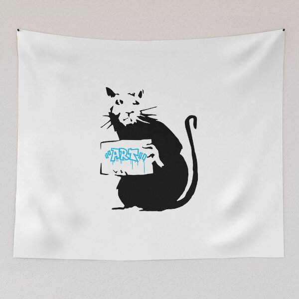 Item preview, Stencil Rat Holding Sign With Blue ART designed and sold by DonVivaldo.