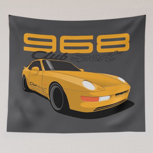Item preview, 968 German sports car Club Sport Illustration Yellow designed and sold by blackdogshop.