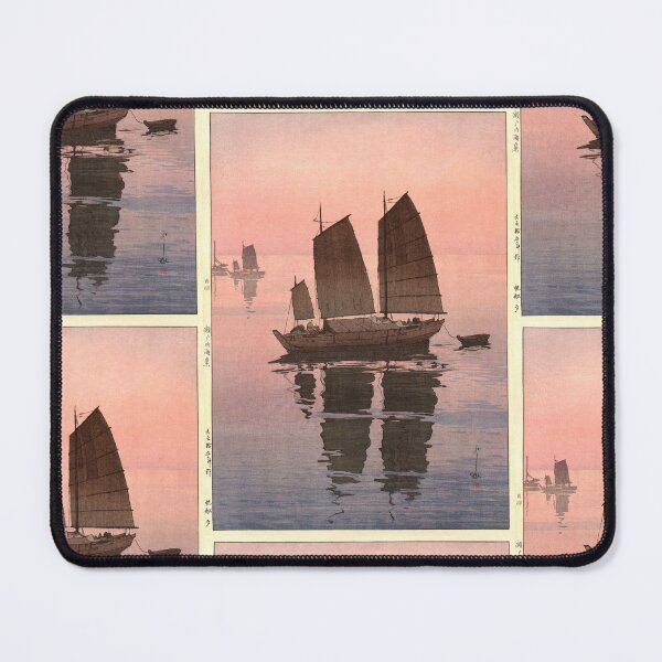 Item preview, Sailing Boats Evening by Yoshida Hiroshi : Tranquil Shin Hanga Japanese Poster designed and sold by artofuniverse.
