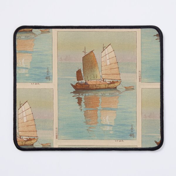 Item preview, Sailing Boats Evening Glow by Yoshida Hiroshi : Tranquil Harbor Japanese Poster designed and sold by artofuniverse.