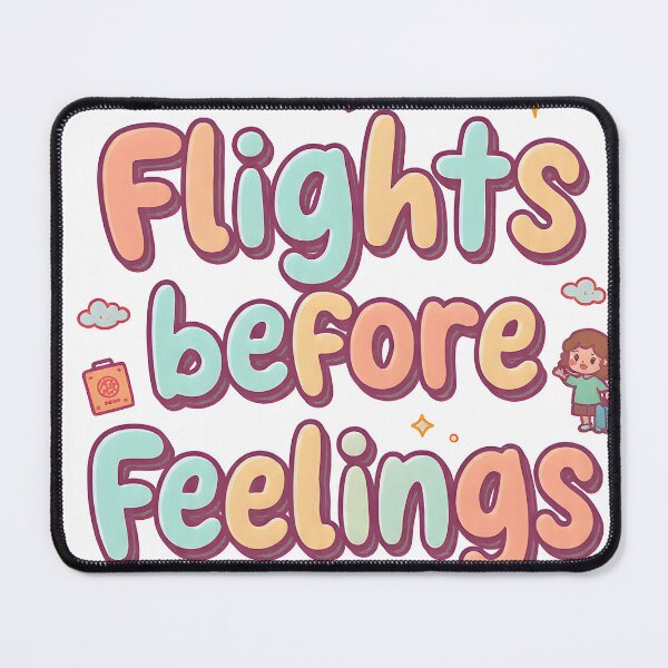 Item preview, Flights Before Feelings – Funny Travel Quote | Cute Cartoony Travel Design designed and sold by ThePunnyTraveler.