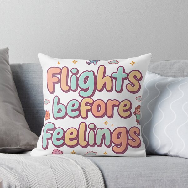 Item preview, Flights Before Feelings – Funny Travel Quote | Cute Cartoony Travel Design designed and sold by ThePunnyTraveler.