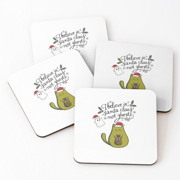 Item preview, I Believe in Santa Not Ghosts - Cute Avocado Cat Christmas designed and sold by TeezOfMadness.