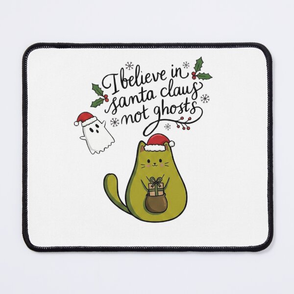 Item preview, I Believe in Santa Not Ghosts - Cute Avocado Cat Christmas designed and sold by TeezOfMadness.