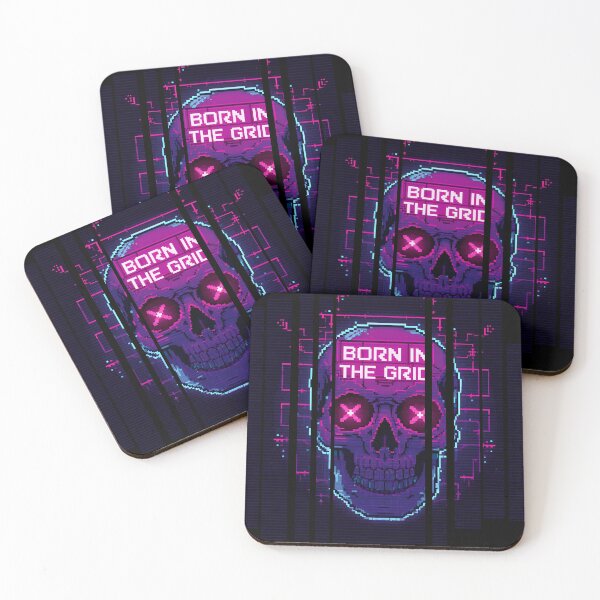 Item preview, Pixel Skull with “Born in the Grid” 5 designed and sold by Neon G.