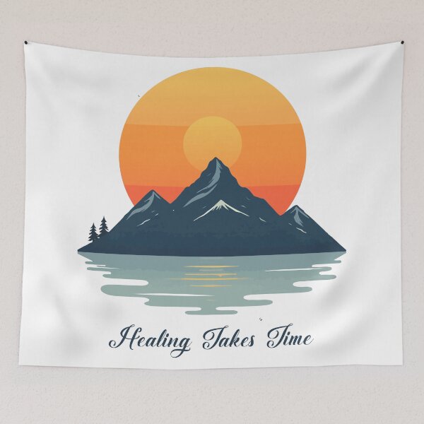 Item preview, Healing Takes Time T-Shirt - Serene Mountain Reflection Sunset Wellness Graphic designed and sold by Design-Pro-21.