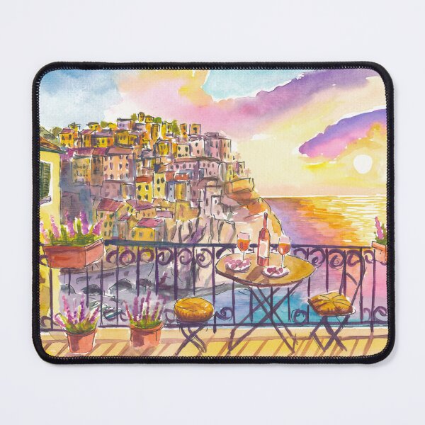 Item preview, Tranquil Manarola Cinque Terre Balcony Sunset Sea View designed and sold by artshop77.