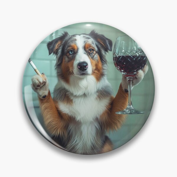 Item preview, Classy Australian Shepherd Drinking Wine On Toilet designed and sold by vk09.