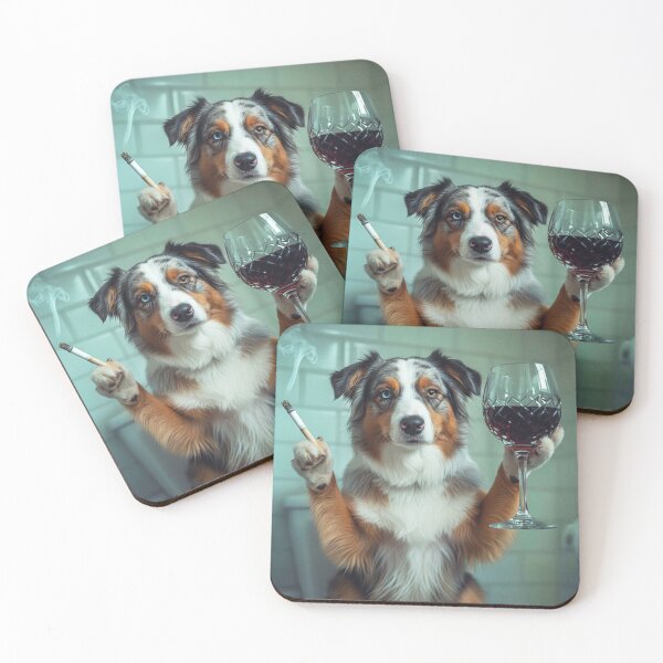 Item preview, Classy Australian Shepherd Drinking Wine On Toilet designed and sold by vk09.
