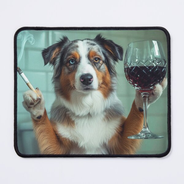 Item preview, Classy Australian Shepherd Drinking Wine On Toilet designed and sold by vk09.