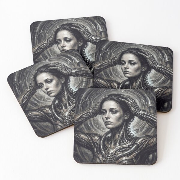 Item preview, Scifi Biomecahnical portrait of a beautiful woman pinup art designed and sold by Vintage Designs +.