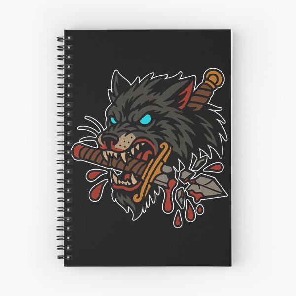 Item preview, Savage Wolf Biting Broken Dagger | Neo-Traditional Tattoo Art designed and sold by uNORTHODOX72.