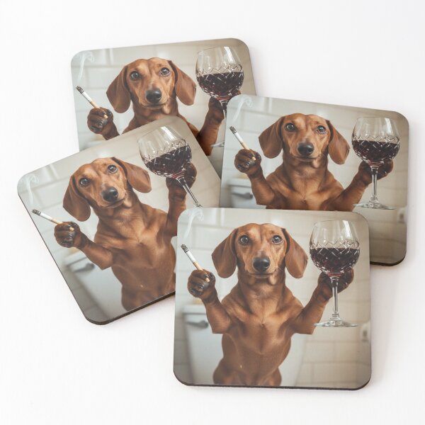 Item preview, Classy Dachshund Drinking Wine On Toilet designed and sold by vk09.
