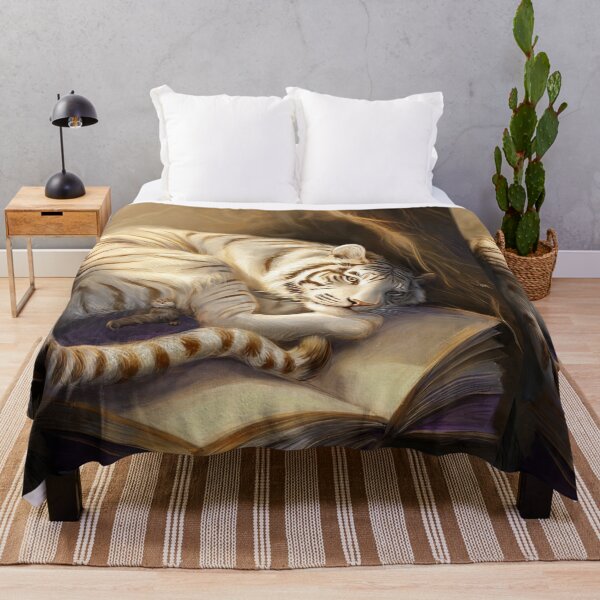 Item preview, White Tiger with Books and Cub – Artistic Illustration designed and sold by TreatLLC.