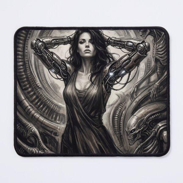 Item preview, Scifi Biomechanical portrait of a beautiful woman pinup art designed and sold by Vintage Designs +.