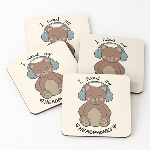 Item preview, Cute bear with headphones "I need my headphones" | Autism/ AuDHD/ ADHD/ neurodiversity designed and sold by NeurodiverseTea.