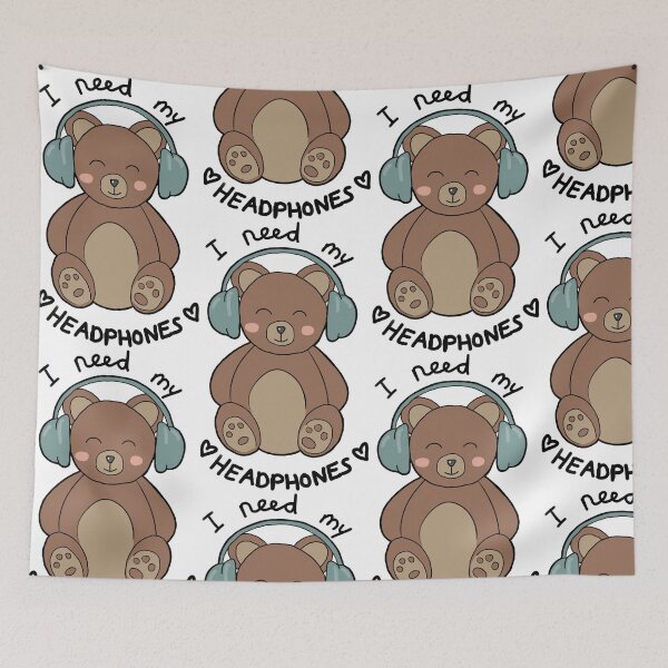 Item preview, Cute bear with headphones "I need my headphones" | Autism/ AuDHD/ ADHD/ neurodiversity designed and sold by NeurodiverseTea.