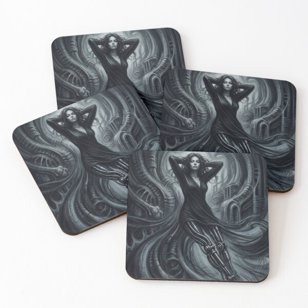 Item preview, Scifi Biomechanical portrait of a beautiful woman pinup art designed and sold by Vintage Designs +.