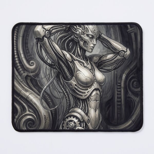 Item preview, Scifi Biomechanical portrait of a beautiful woman pinup art designed and sold by Vintage Designs +.