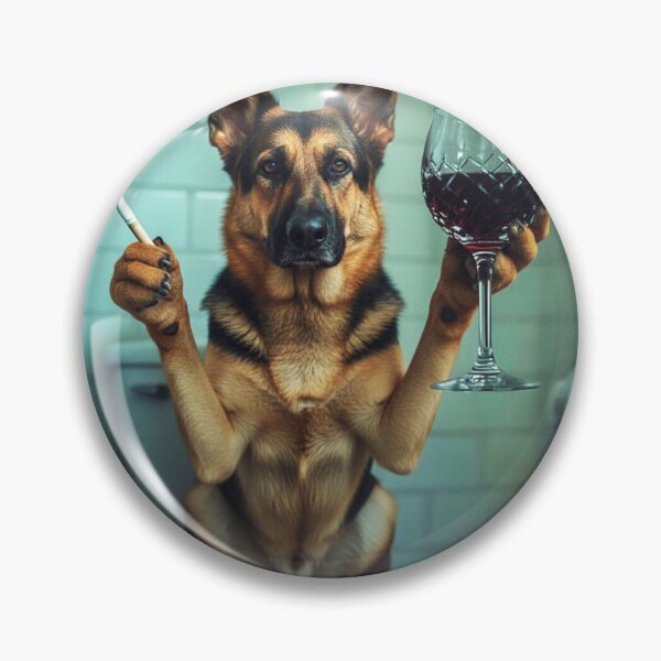 Item preview, Classy German Shepherd Drinking Wine On Toilet designed and sold by vk09.