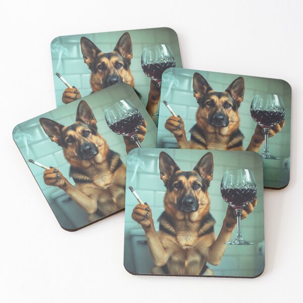 Item preview, Classy German Shepherd Drinking Wine On Toilet designed and sold by vk09.