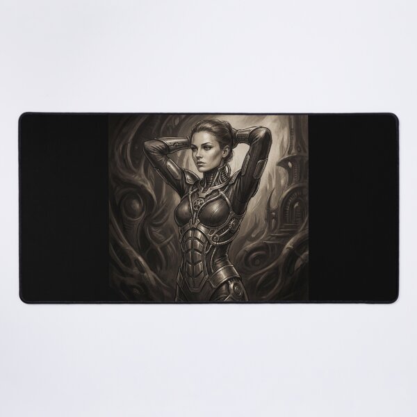 Item preview, Scifi Biomechanical portrait of a beautiful woman pinup art designed and sold by Vintage Designs +.