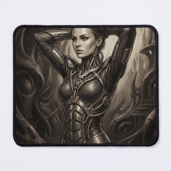 Item preview, Scifi Biomechanical portrait of a beautiful woman pinup art designed and sold by Vintage Designs +.
