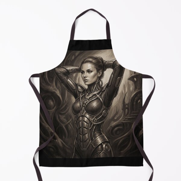 Item preview, Scifi Biomechanical portrait of a beautiful woman pinup art designed and sold by Vintage Designs +.