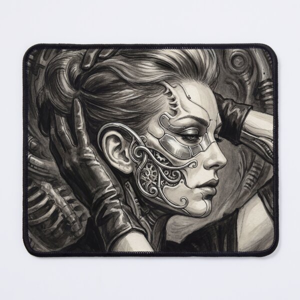 Item preview, Scifi Biomechanical portrait of a beautiful woman pinup art designed and sold by Vintage Designs +.