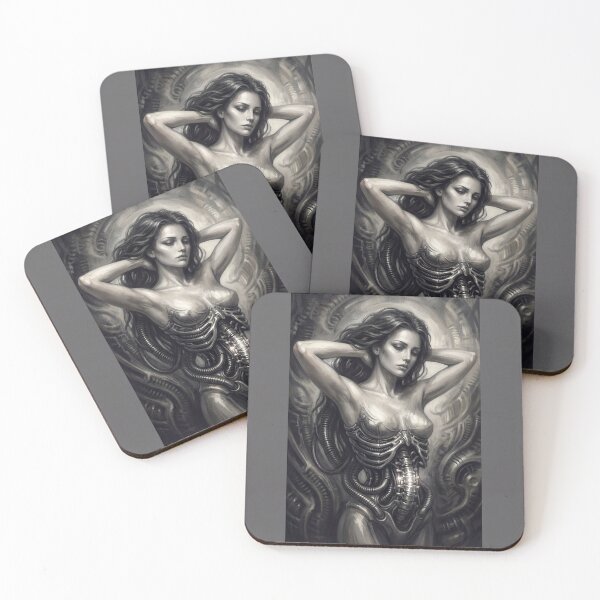 Item preview,  Scifi Biomechanical portrait of a beautiful woman pinup art designed and sold by Vintage Designs +.