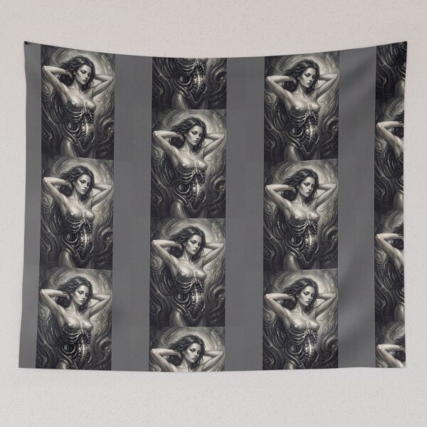 Item preview,  Scifi Biomechanical portrait of a beautiful woman pinup art designed and sold by Vintage Designs +.