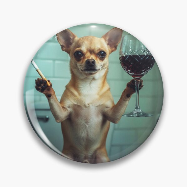 Item preview, Classy Chihuahua Drinking Wine On Toilet designed and sold by vk09.